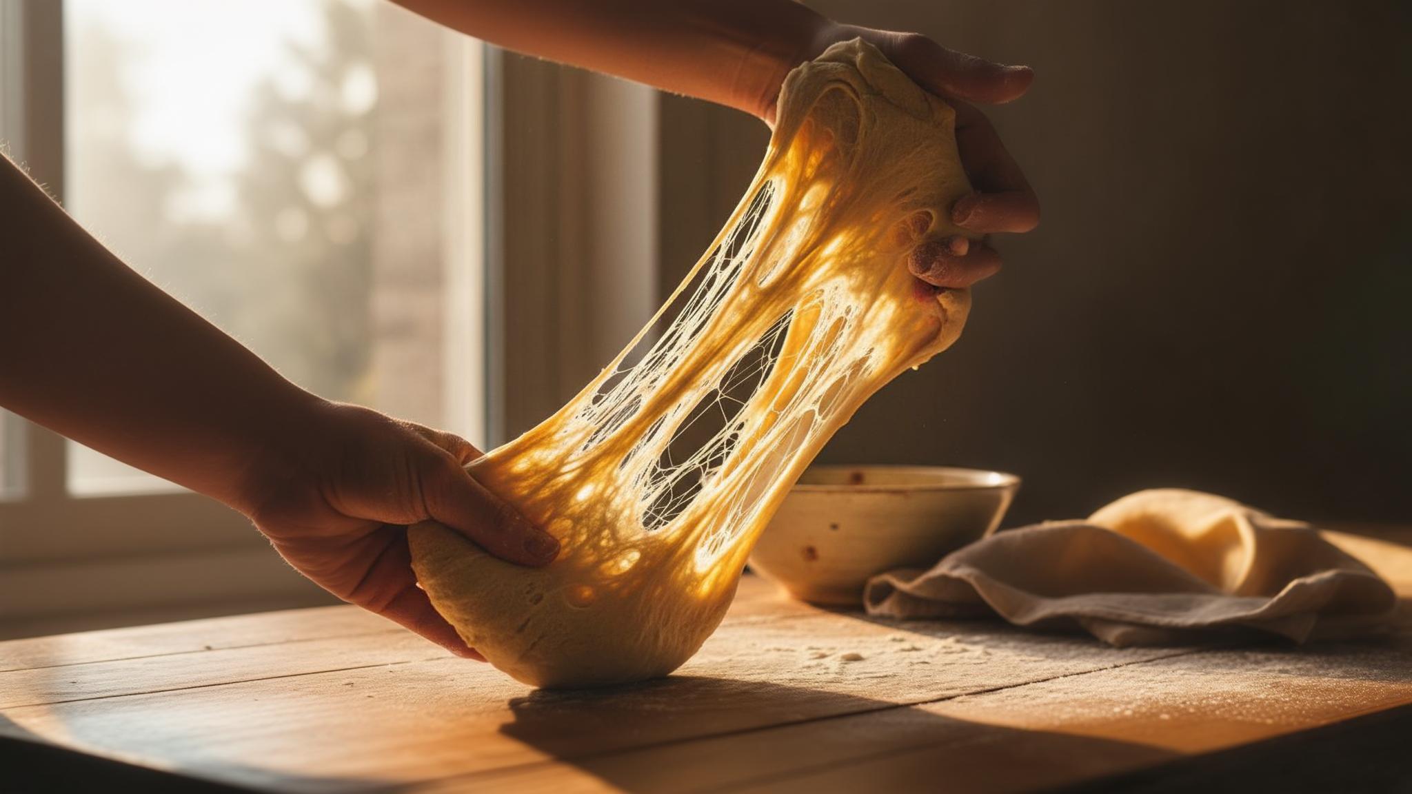 15 minutes de pétrissage transforment cette pâte collante en brioche filante