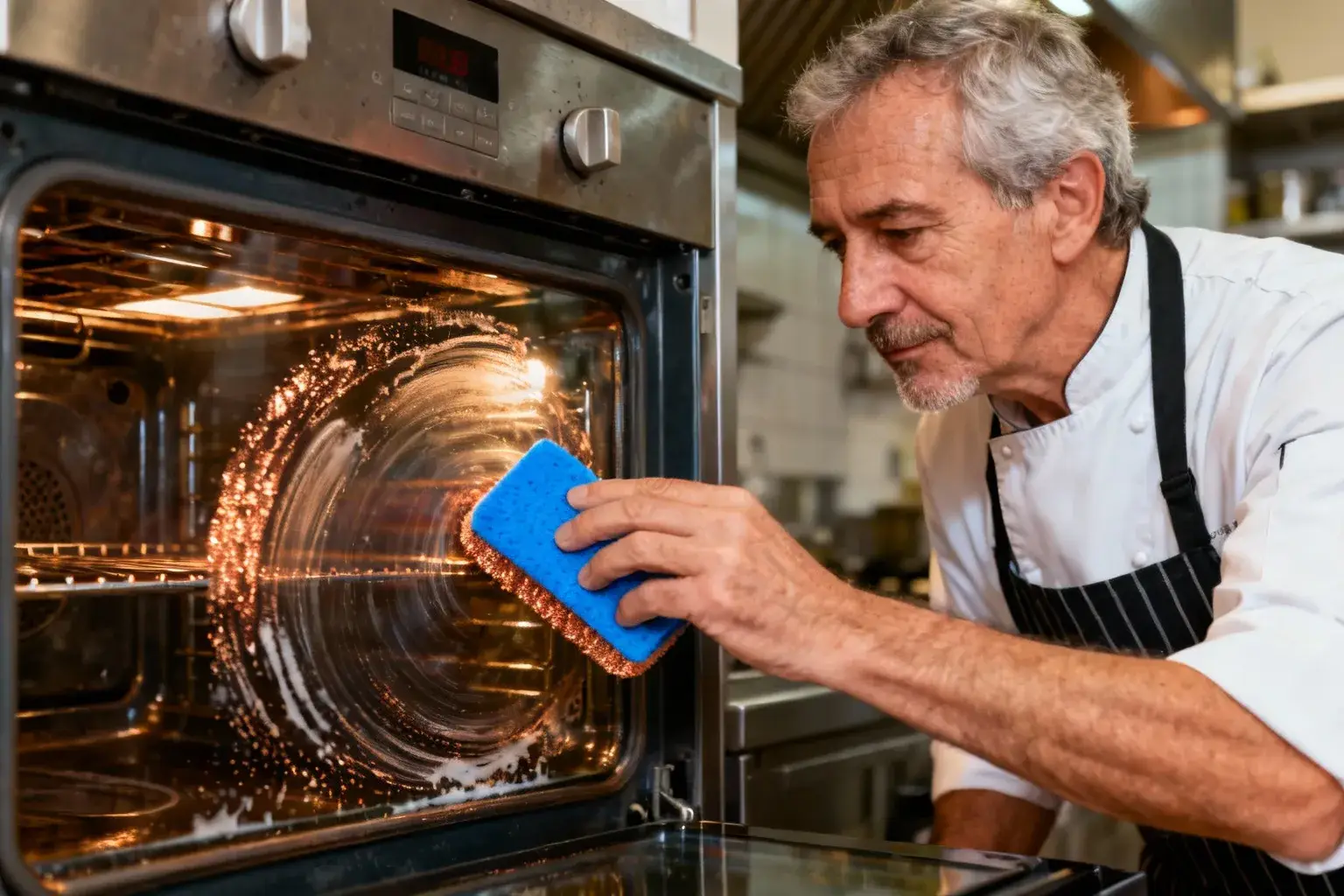 Les cuisiniers professionnels utilisent cette technique pour nettoyer leur four sans rayures