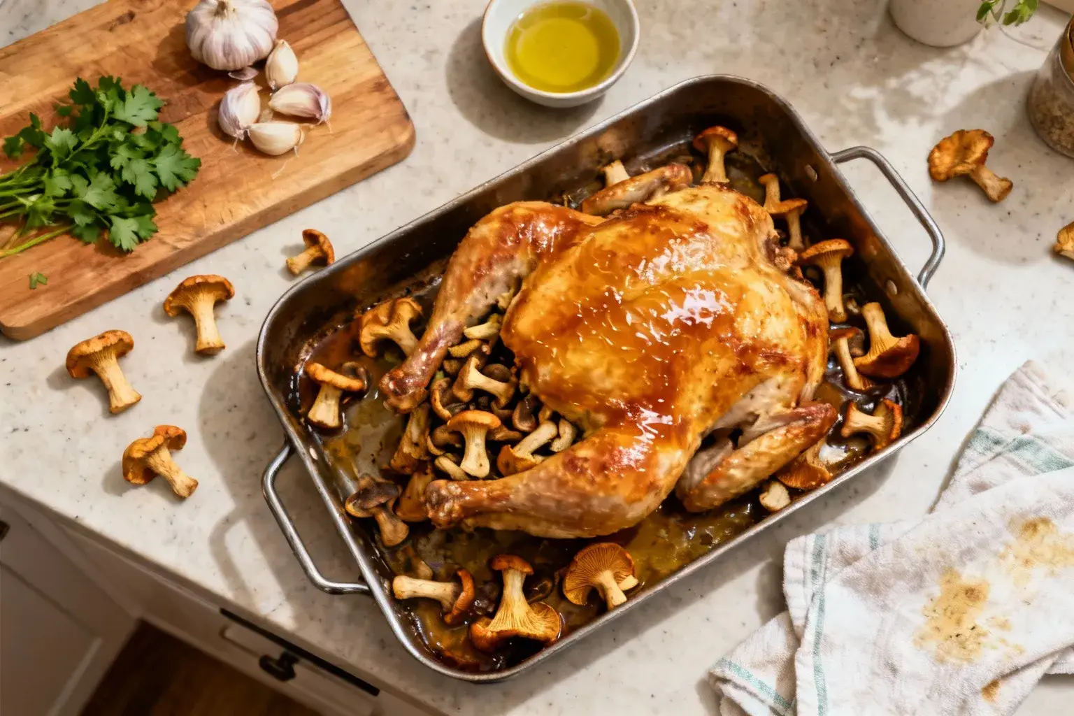 90 minutes de cuisson selon Paul Bocuse pour ce poulet aux girolles qui fond sous la fourchette
