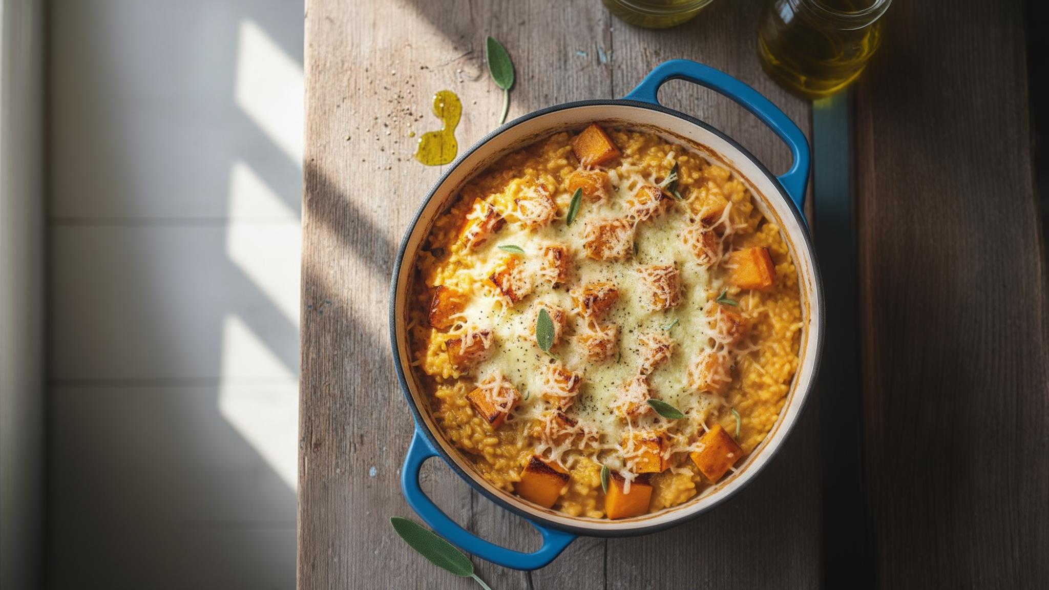 Dans cette casserole, mon risotto butternut devient crémeux sans remuer constamment
