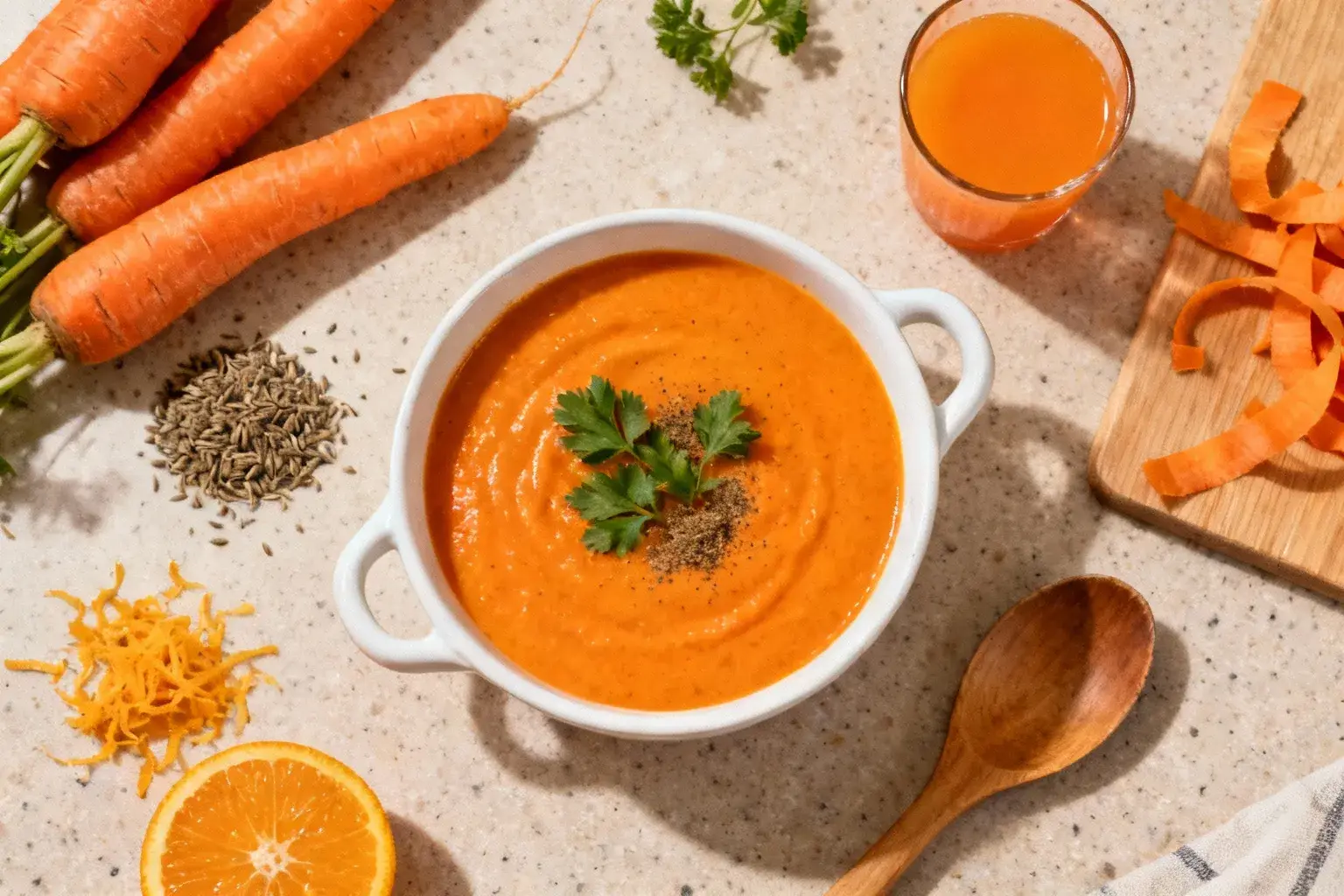 Cette technique de Joël Robuchon transforme votre soupe de carottes avec du jus d’orange réduit