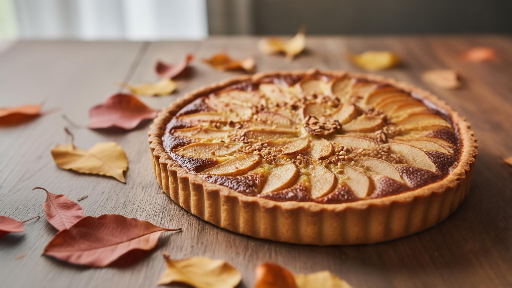 La seule tarte française où les amandes remplacent la farine et créent un praliné naturel
