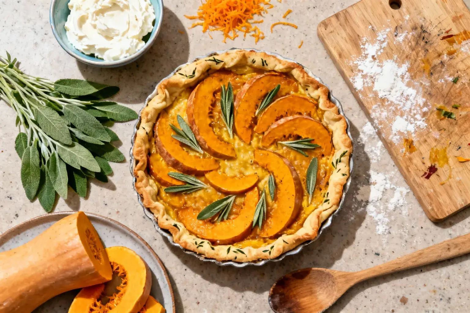 3 ingrédients : cette pâte sablée à la sauge transforme votre tarte butternut