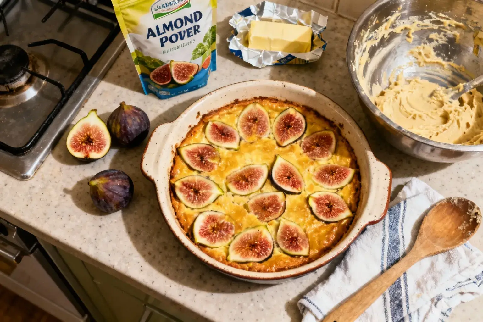 Le secret des 40g de poudre d’amande qui rend ce clafoutis aux figues ultra-moelleux