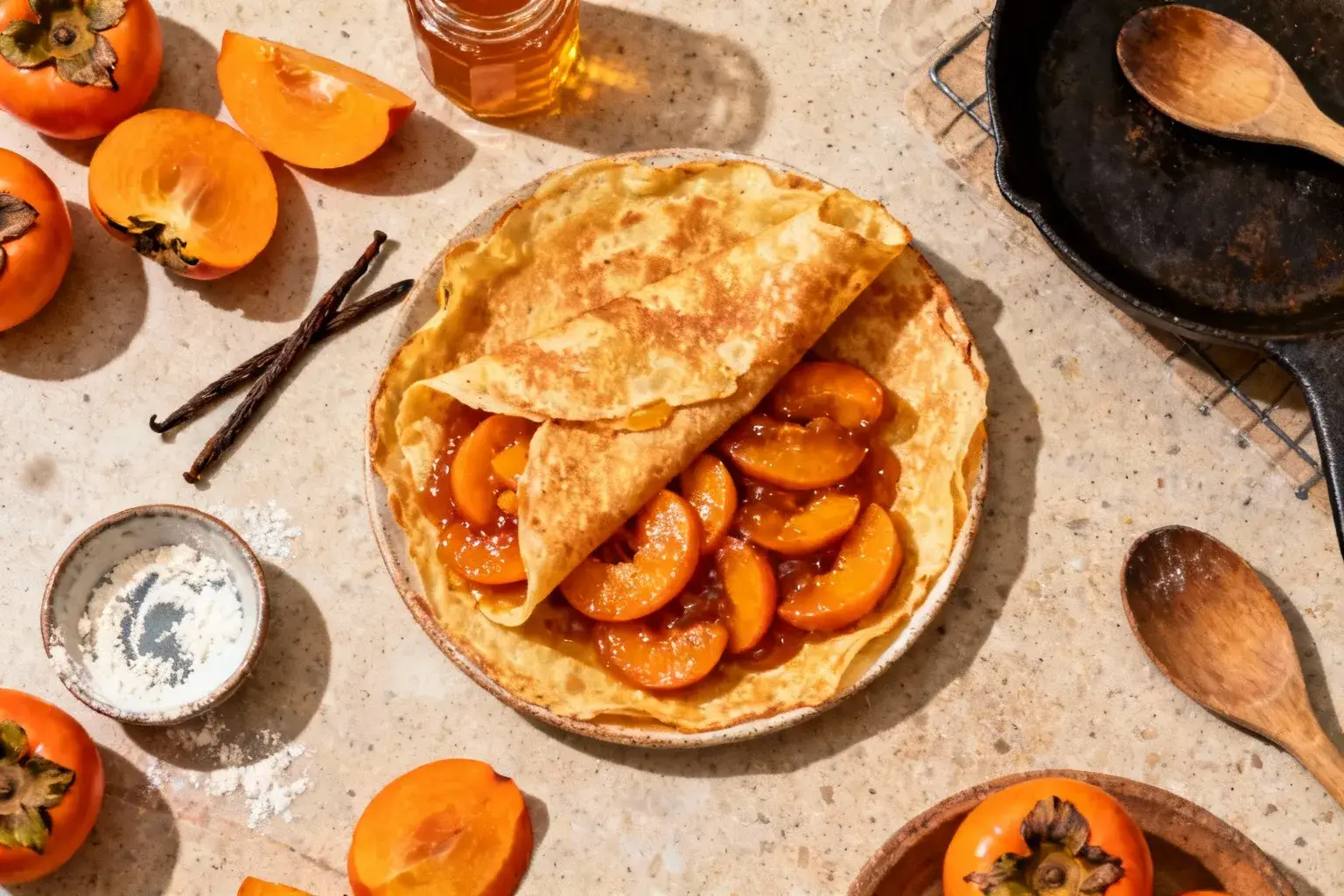 Pourquoi aucun grand chef n’a validé ces crêpes aux kakis qui rivalisent avec la haute pâtisserie